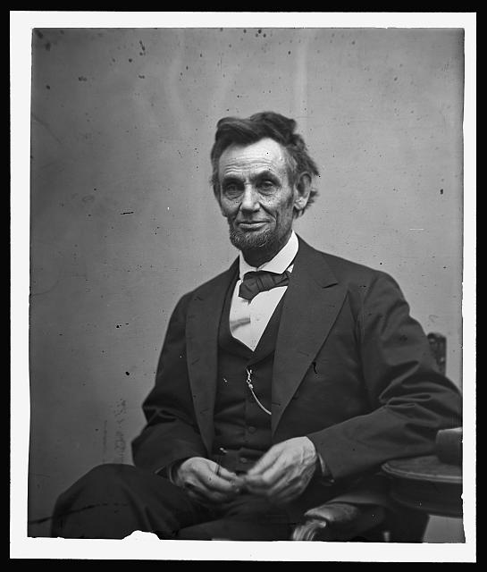 Portrait of Abraham Lincoln by Alexander Gardner, Library of Congress Call no. LC-B812- 9773-X [P&P]. One of the most well-known Civil War photographs because of its accessibility in the Library of Congress collection.